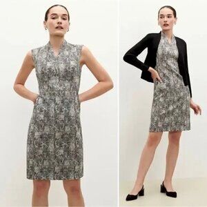 EUC MM Lafleur Aditi Crackle stretch Shift dress in black white Sz +3 plus 20 22